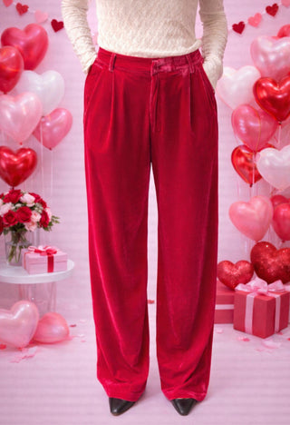Pink Velvet Wide Leg Pants - Dear GigiS