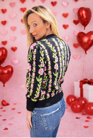 Noir Bloom Floral Sweater - Dear GigiS