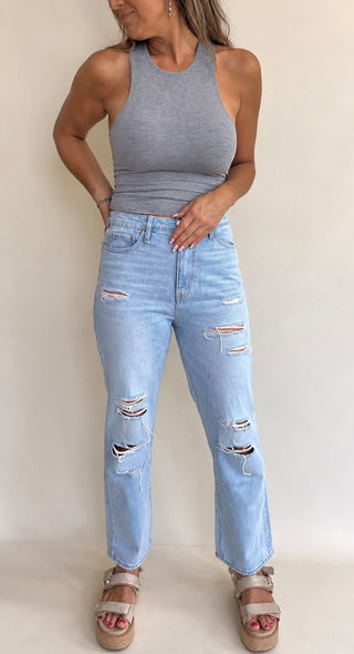 Jensen High Rise Distressed Ankle Jean - Dear Gigi24