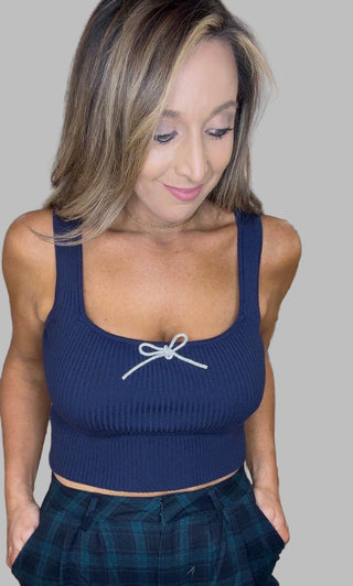 Blue Rhinestone Bow Tank - Dear GigiS