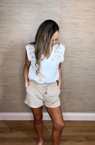 Woven Ribbed Lounge Shorts - Dear GigiSmallTaupe