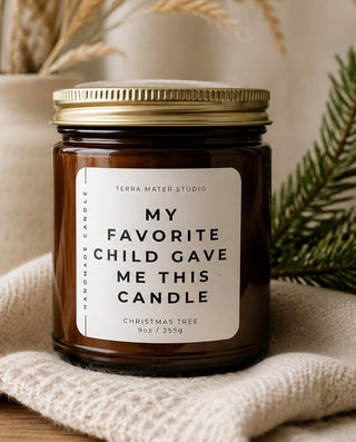 Favorite Child Candle – Christmas Tree (9 oz) - Dear Gigi
