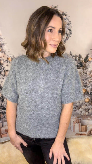 Grey Short Sleeve Sweater - Dear GigiM