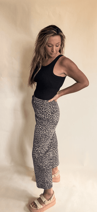 Leopard Print Barrel Denim Pants - Dear GigiS