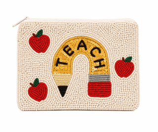 Teach with Heart Beaded Pouch - Dear Gigi