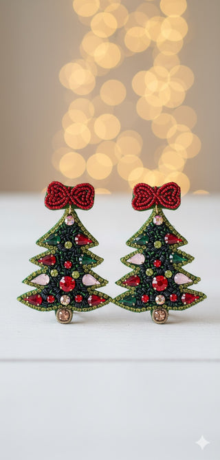 Beaded Christmas Trees Earrings