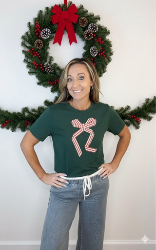 Holiday Gingham Bow Tee