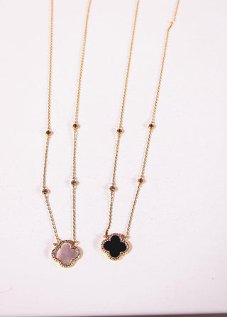 Crystal Clover Pendant Necklace - Dear GigiBlack