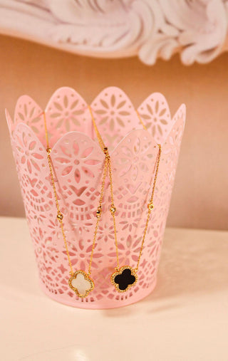 Crystal Clover Pendant Necklace - Dear GigiBlack